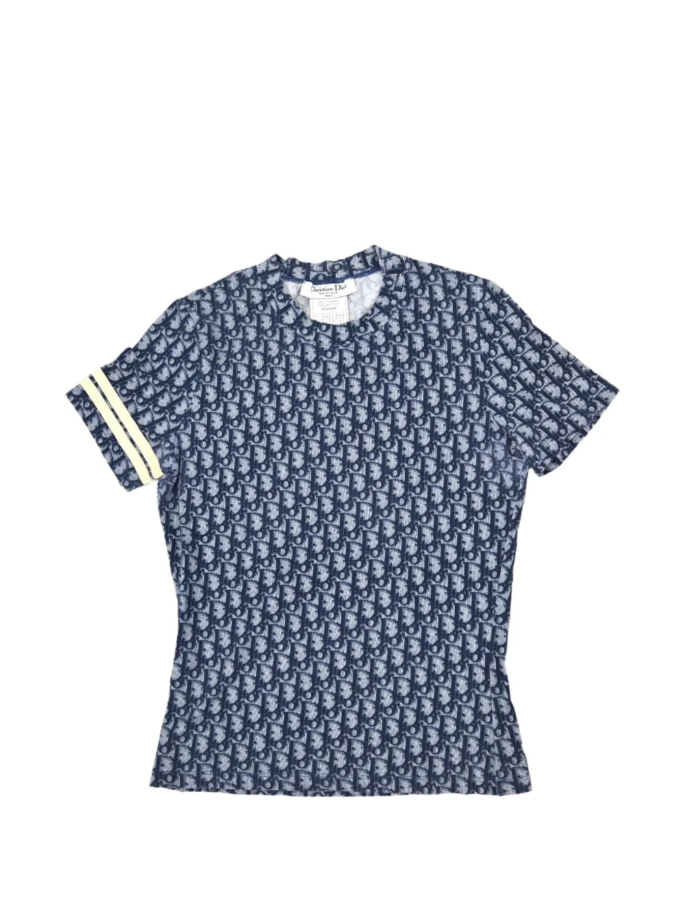 Christian Dior Pre-Owned 2003 Trotter-pattern striped-sleeve T-shirt - Blau