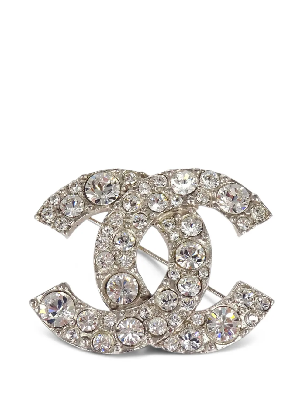 CHANEL Pre-Owned CC rhinestone-embellished brooch - Argento