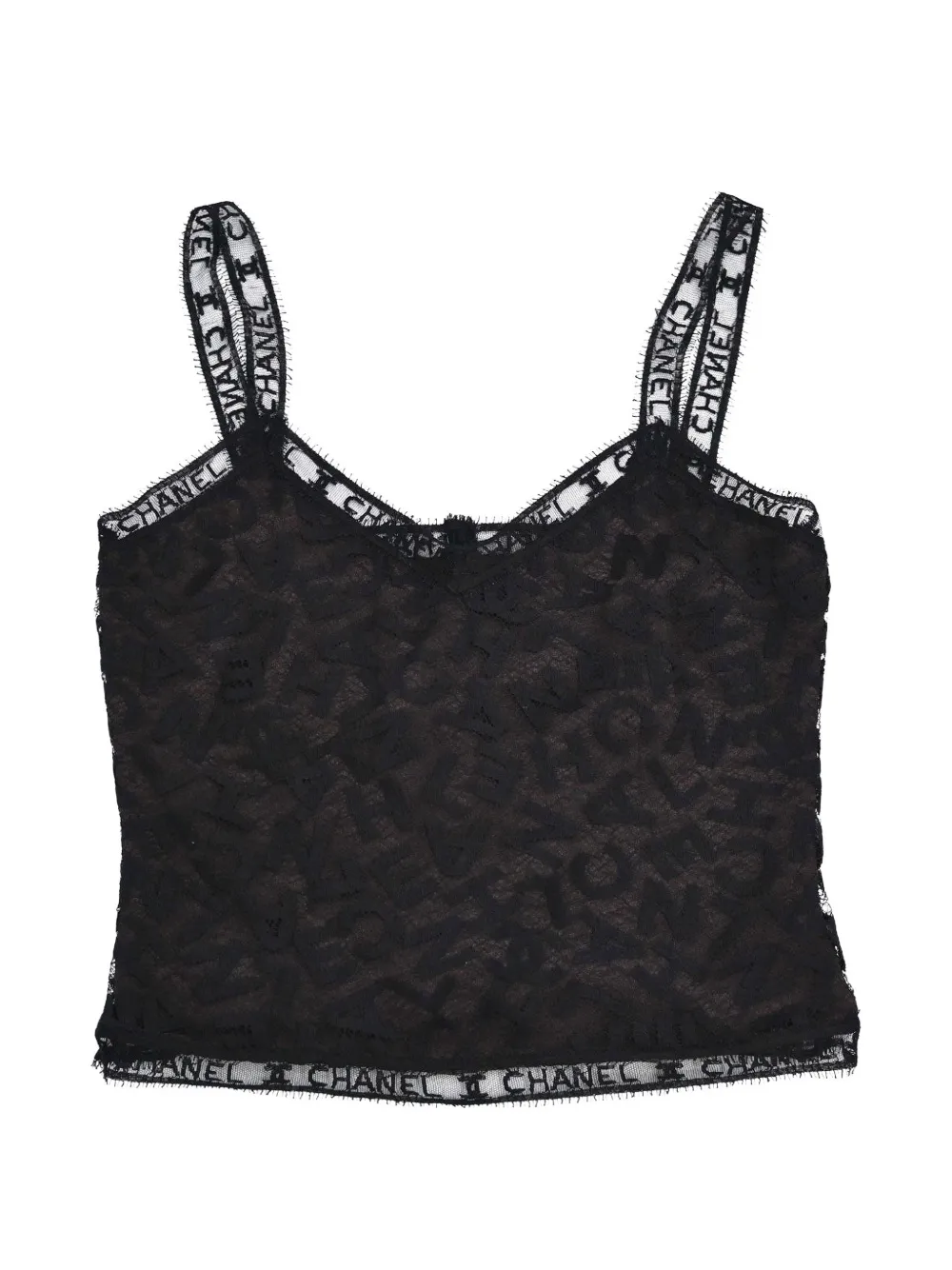 CHANEL Pre-Owned 1998 lace-trim camisole top - Nero