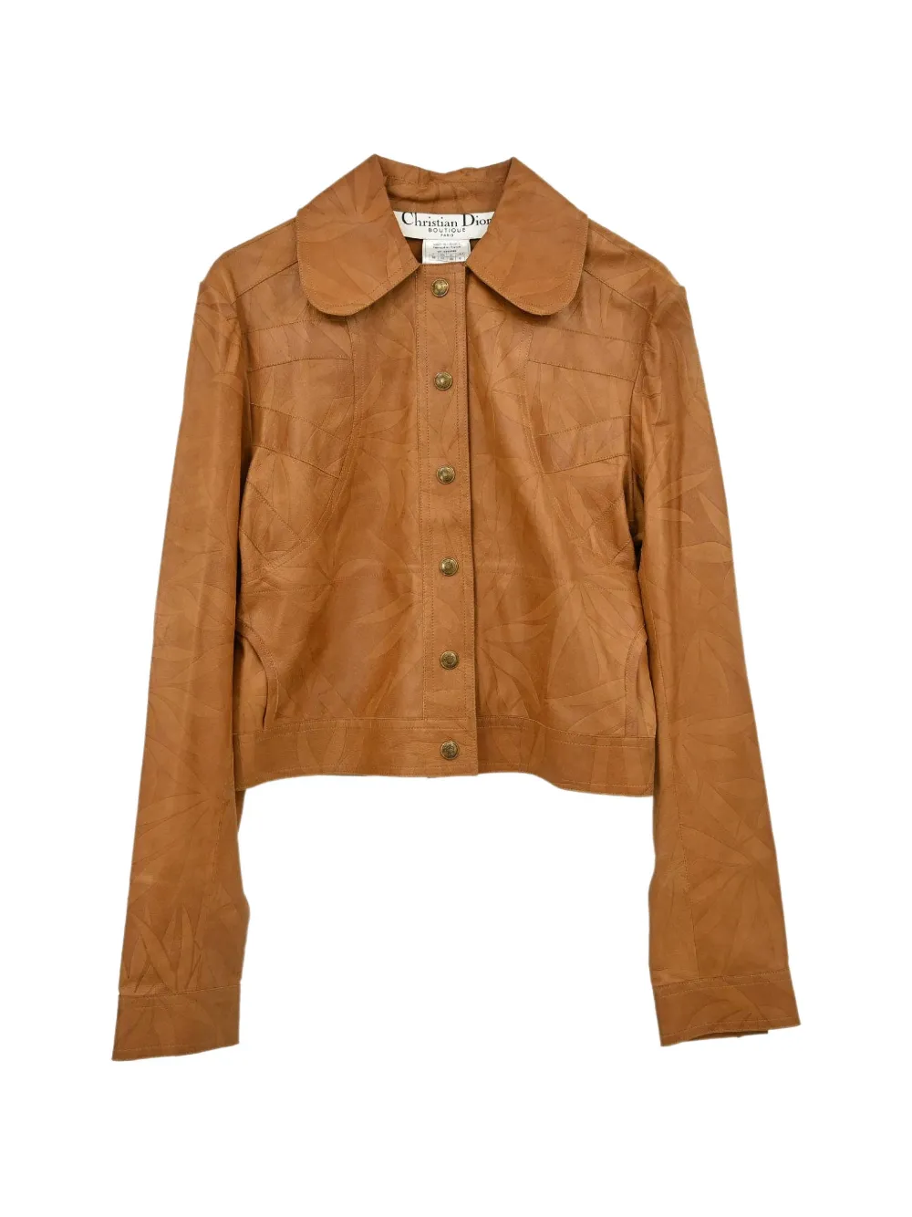 Christian Dior Pre-Owned 2002 leaf-pattern leather jacket - Marron Christian Dior Pre-Owned 2002 leaf-pattern leather jacket - Marron