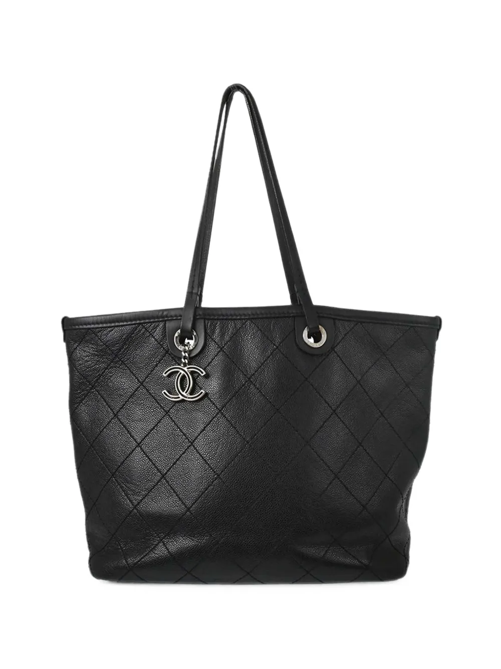 CHANEL Pre-Owned 2014 On The Road Shopping Fever quilted leather tote bag - Noir CHANEL Pre-Owned 2014 On The Road Shopping Fever quilted leather tote bag - Noir