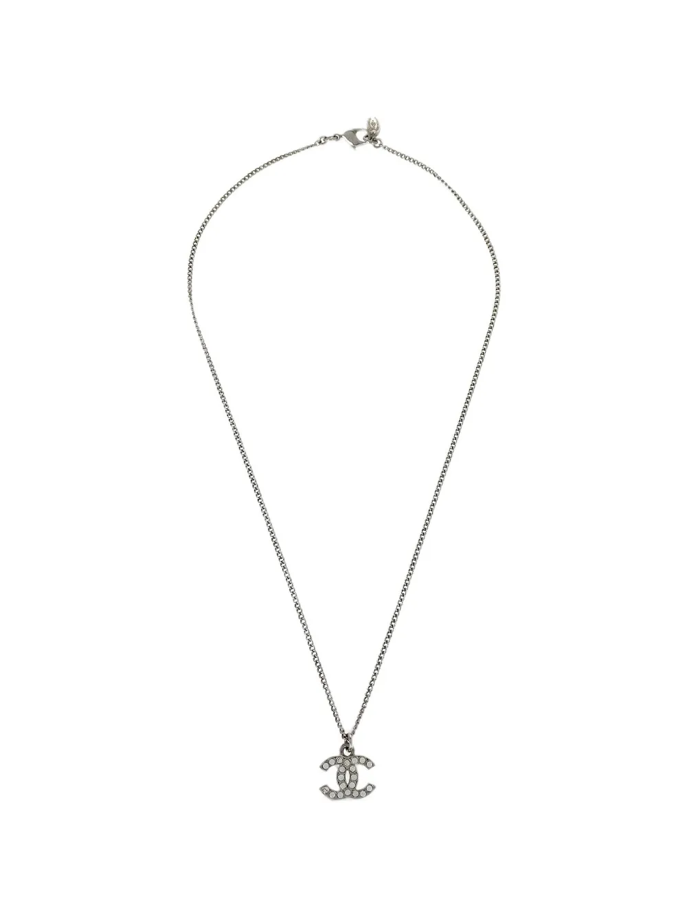 CHANEL Pre-Owned CC rhinestone-embellished necklace pendant - Silver