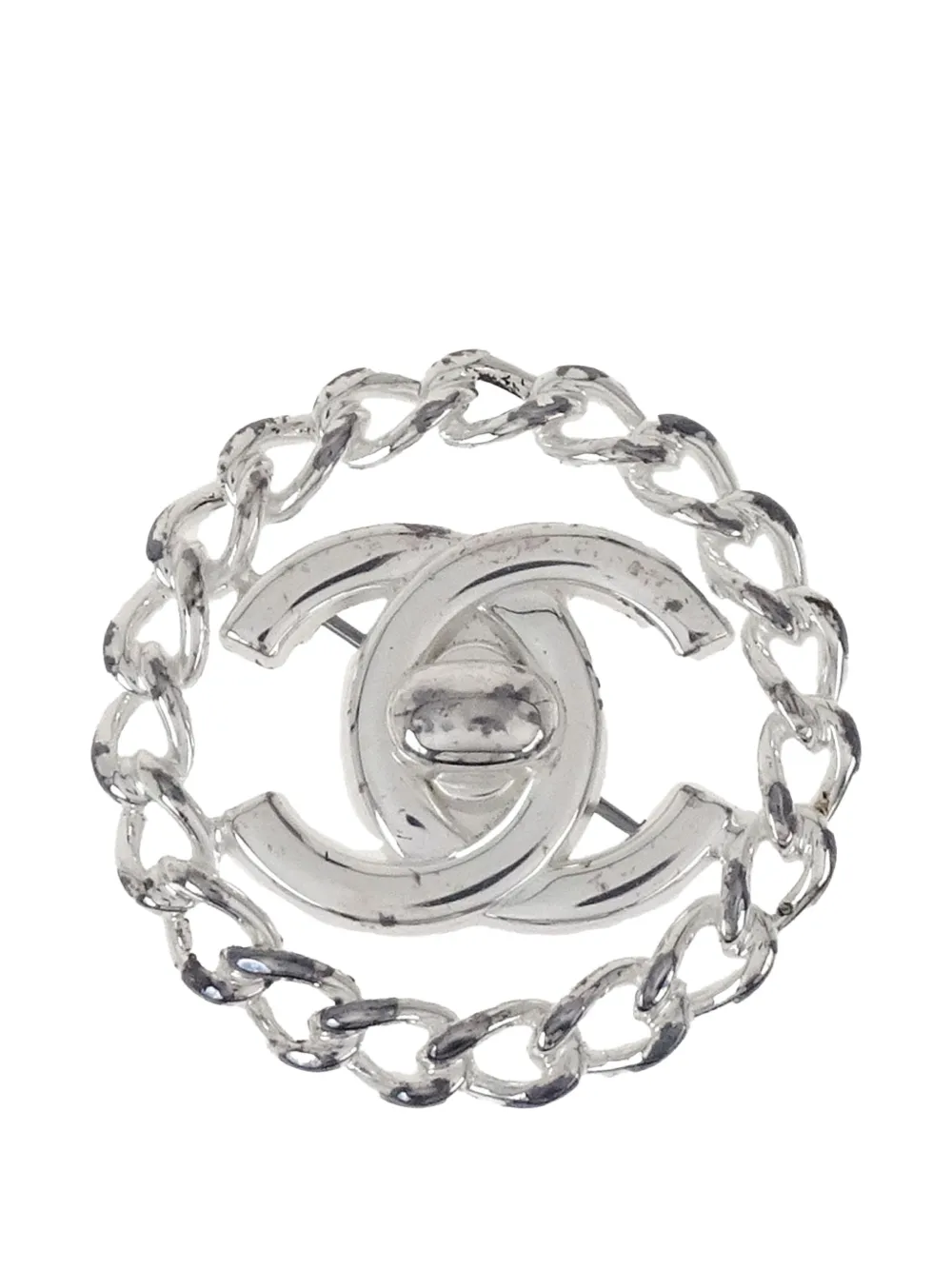 CHANEL Pre-Owned CC Turnlock chain brooch - Silver