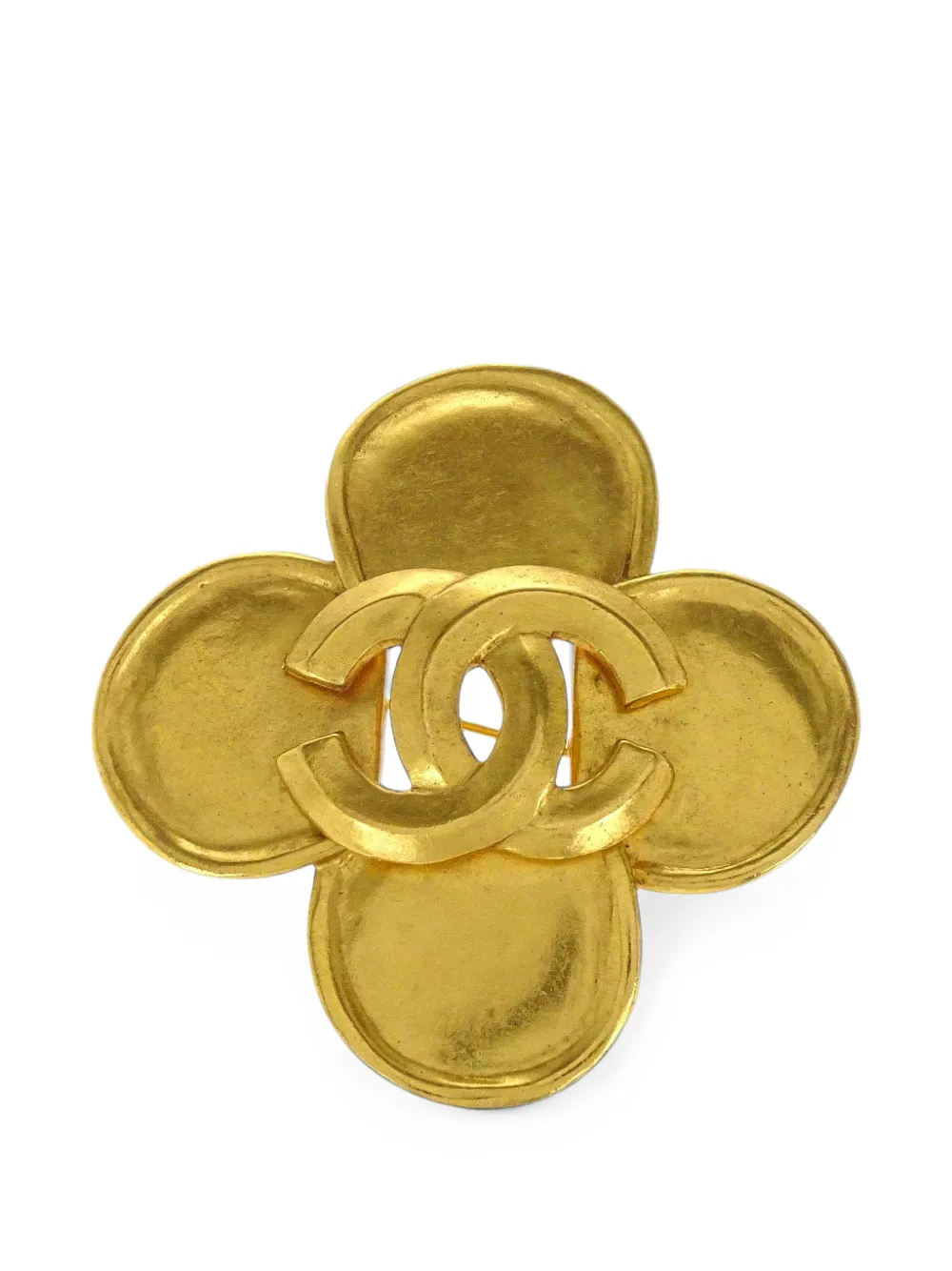 CHANEL Pre-Owned 1996 CC Clover brooch pin - Gold