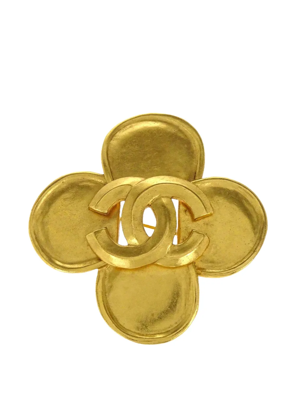 CHANEL Pre-Owned 1996 CC Clover brooch pin - Gold