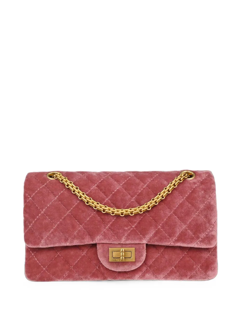 CHANEL Pre-Owned 2017-2018 2.55 Double Flap velvet shoulder bag - Rosa