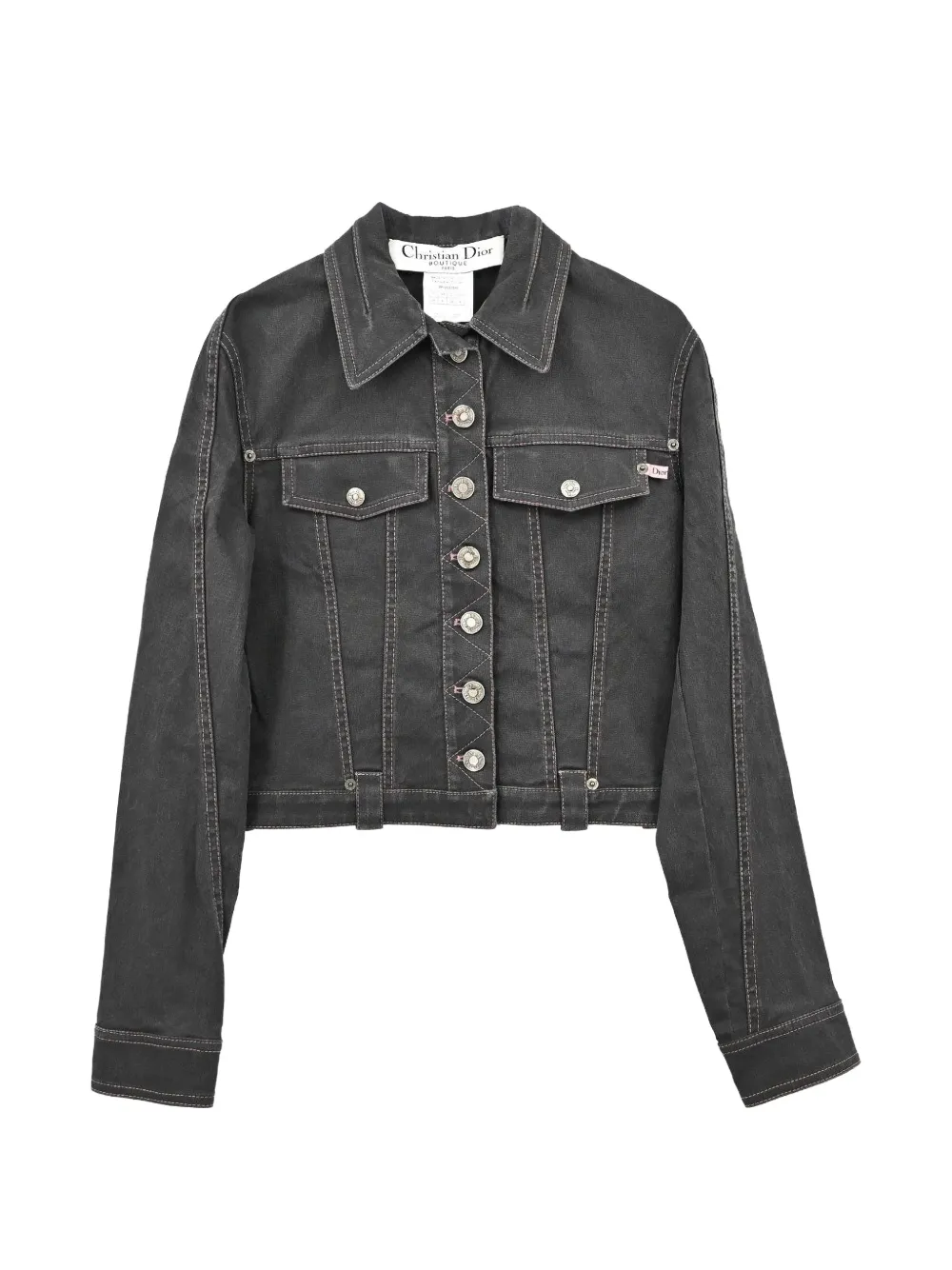 Christian Dior Pre-Owned 2003 contrast-stitch denim jacket - Noir Christian Dior Pre-Owned 2003 contrast-stitch denim jacket - Noir