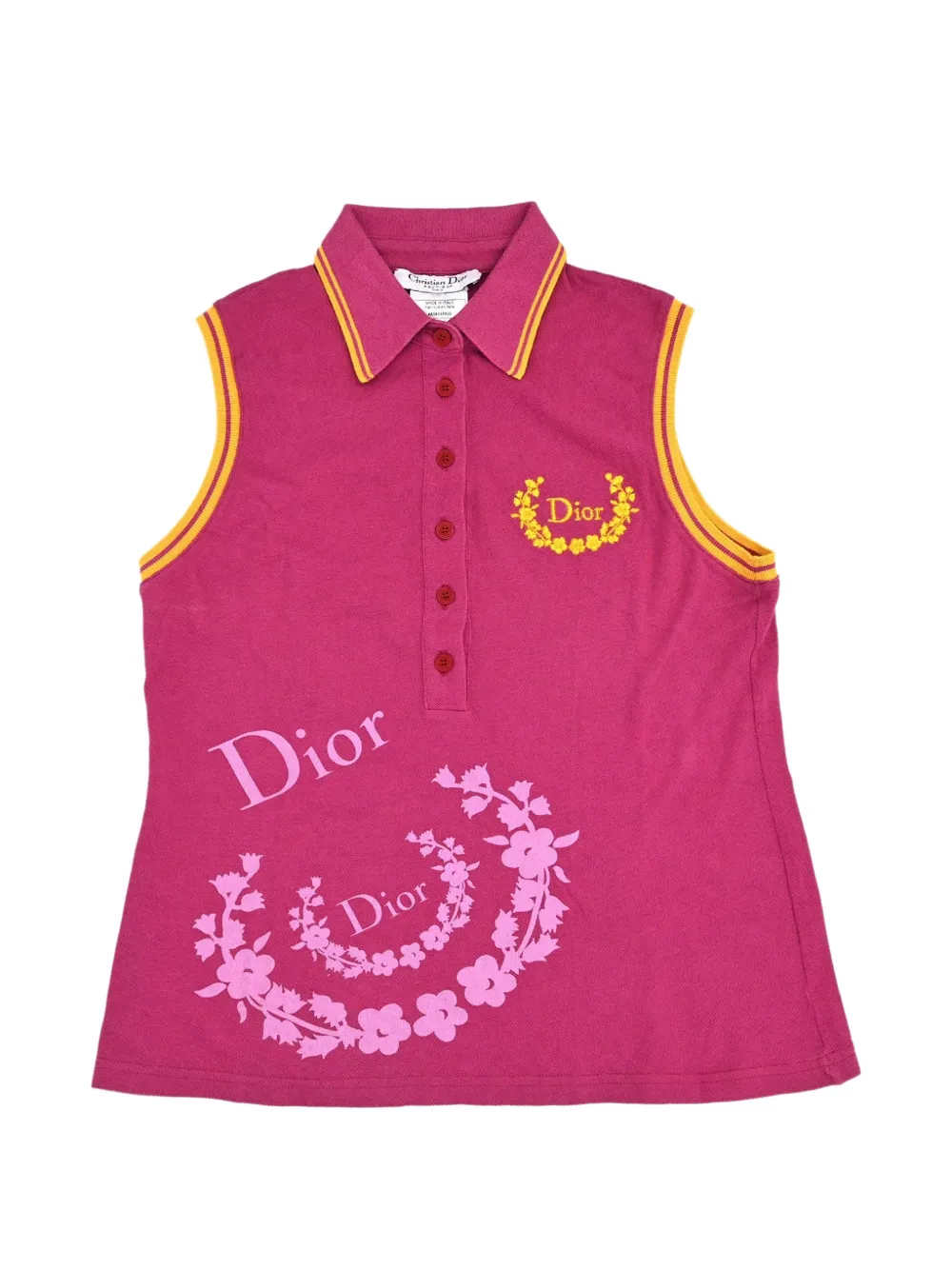 Christian Dior Pre-Owned 2004 logo-embroidered sleeveless polo shirt - Rosa