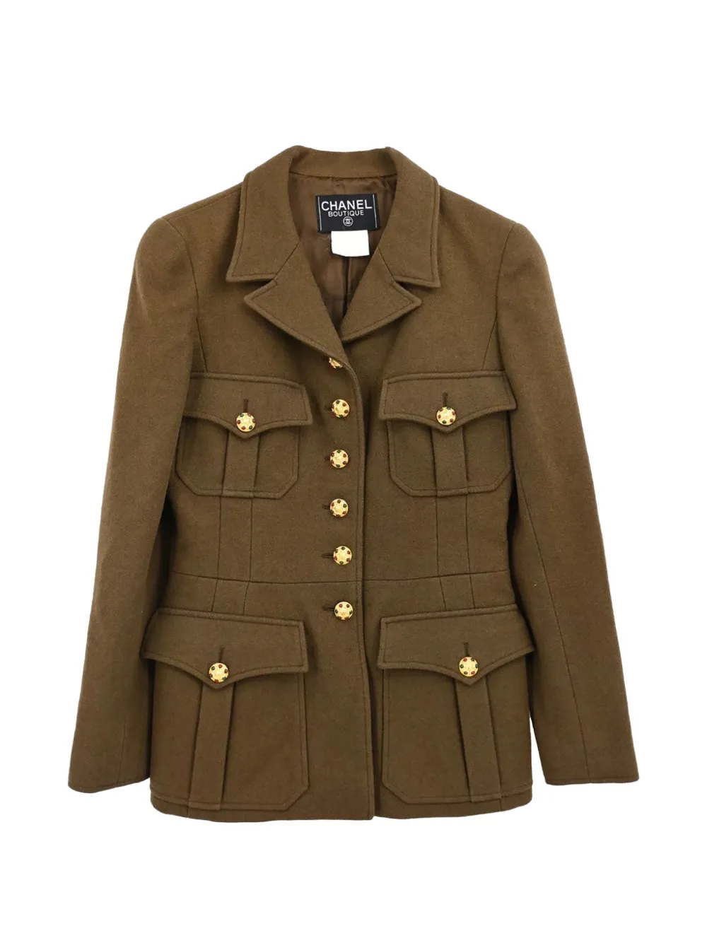 CHANEL Pre-Owned 1996 single-breasted wool military jacket - Marron CHANEL Pre-Owned 1996 single-breasted wool military jacket - Marron