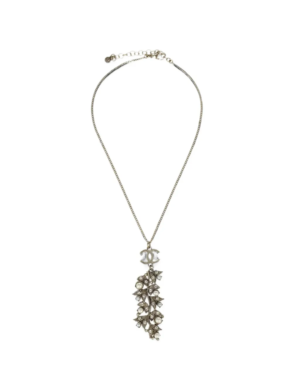 CHANEL Pre-Owned CC rhinestone-pendant necklace - Silver
