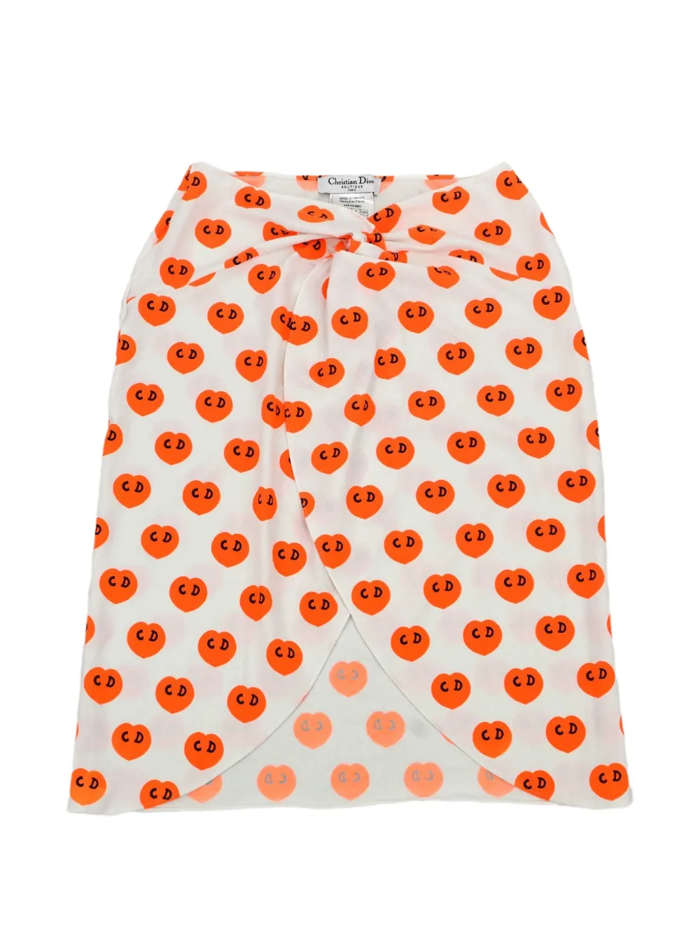 Christian Dior Pre-Owned heart-print wrap mini skirt - Blanc