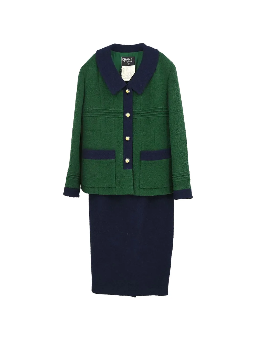 CHANEL Pre-Owned 1993 CC logo-button skirt suit - Verde