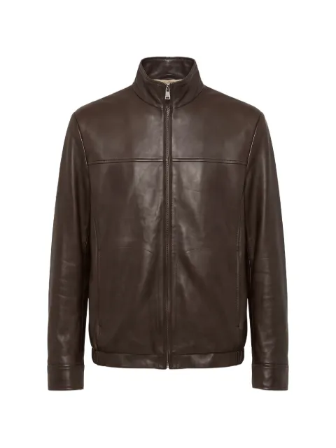 Canali zip-up leather jacket