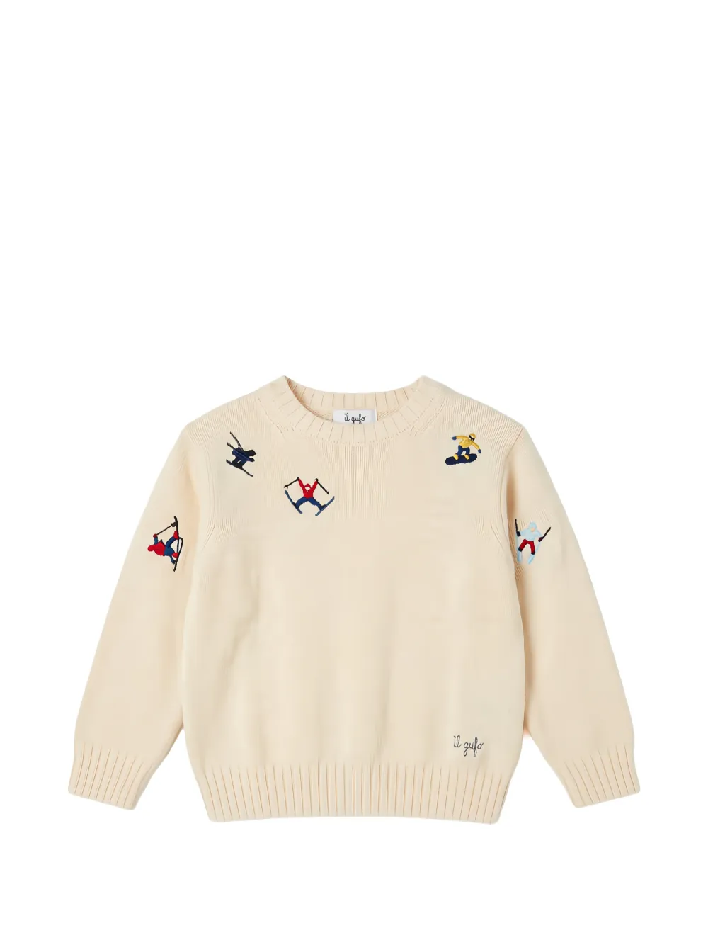 Il Gufo ski-embroidered crew-neck sweater Beige