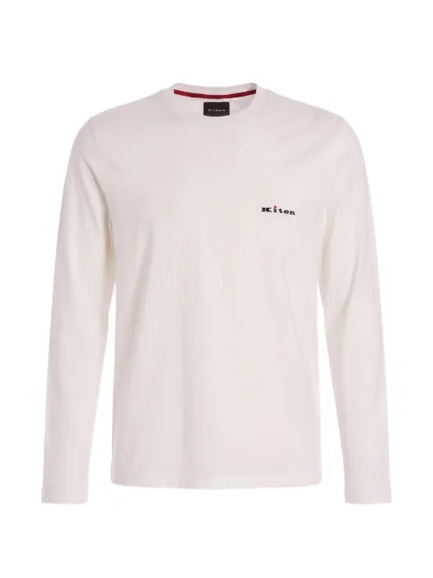 Kiton logo-embroidered long-sleeve T-shirt