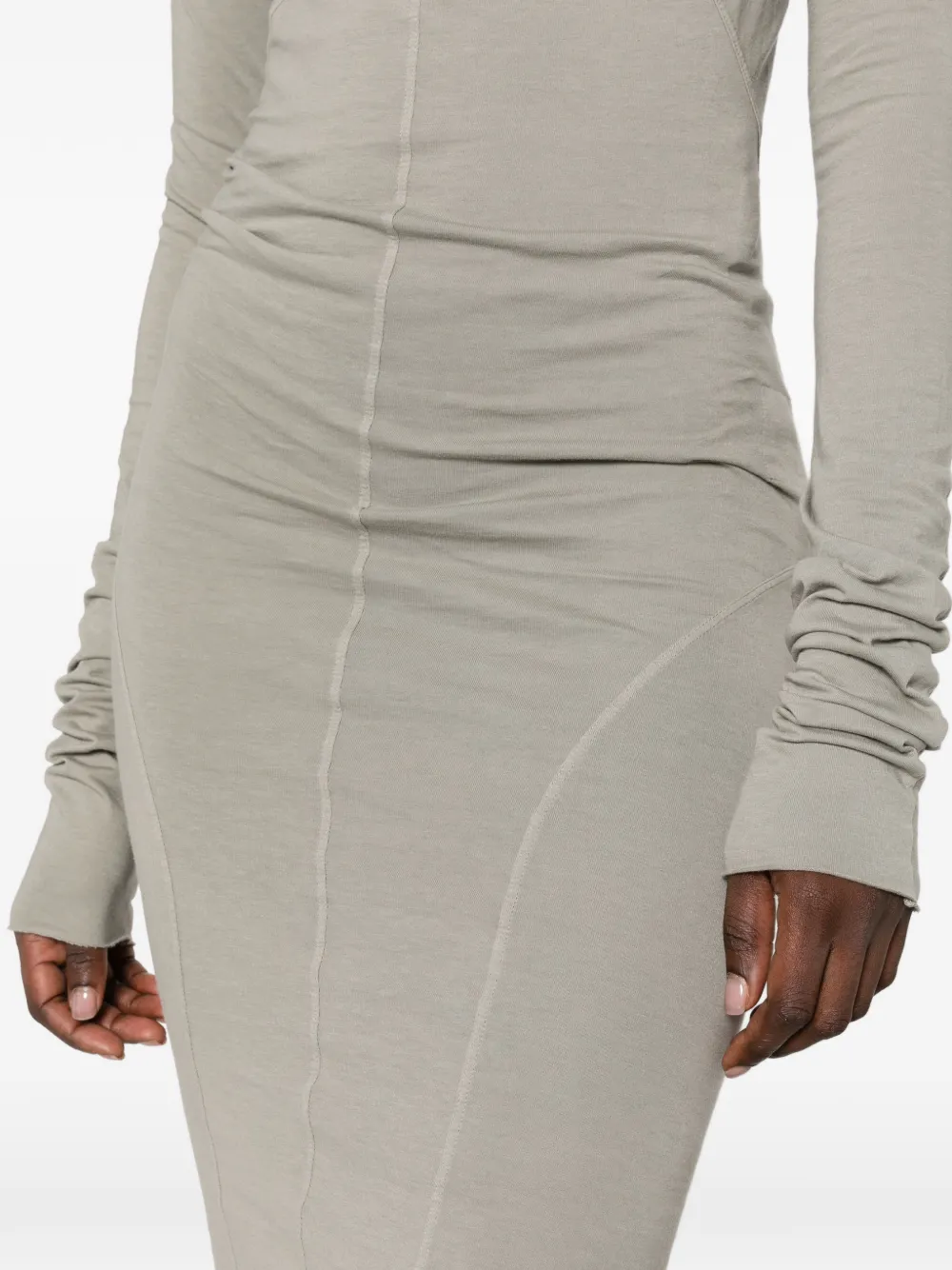 Rick Owens DRKSHDW exposed-seam long-sleeved maxi dress Groen