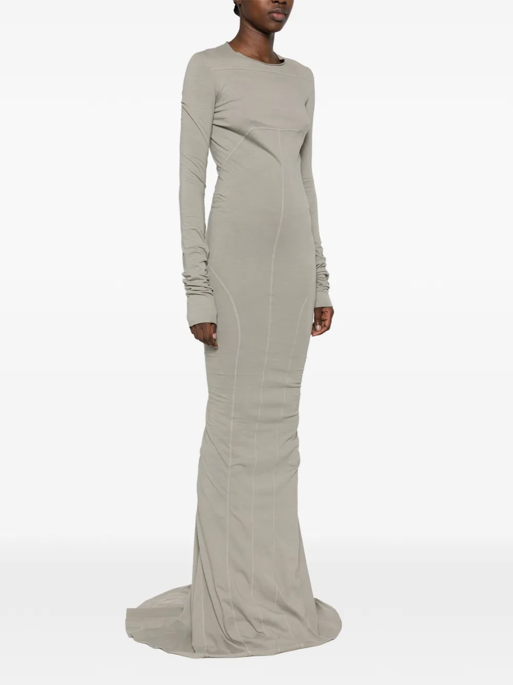 Rick Owens DRKSHDW exposed-seam long-sleeved maxi dress Groen