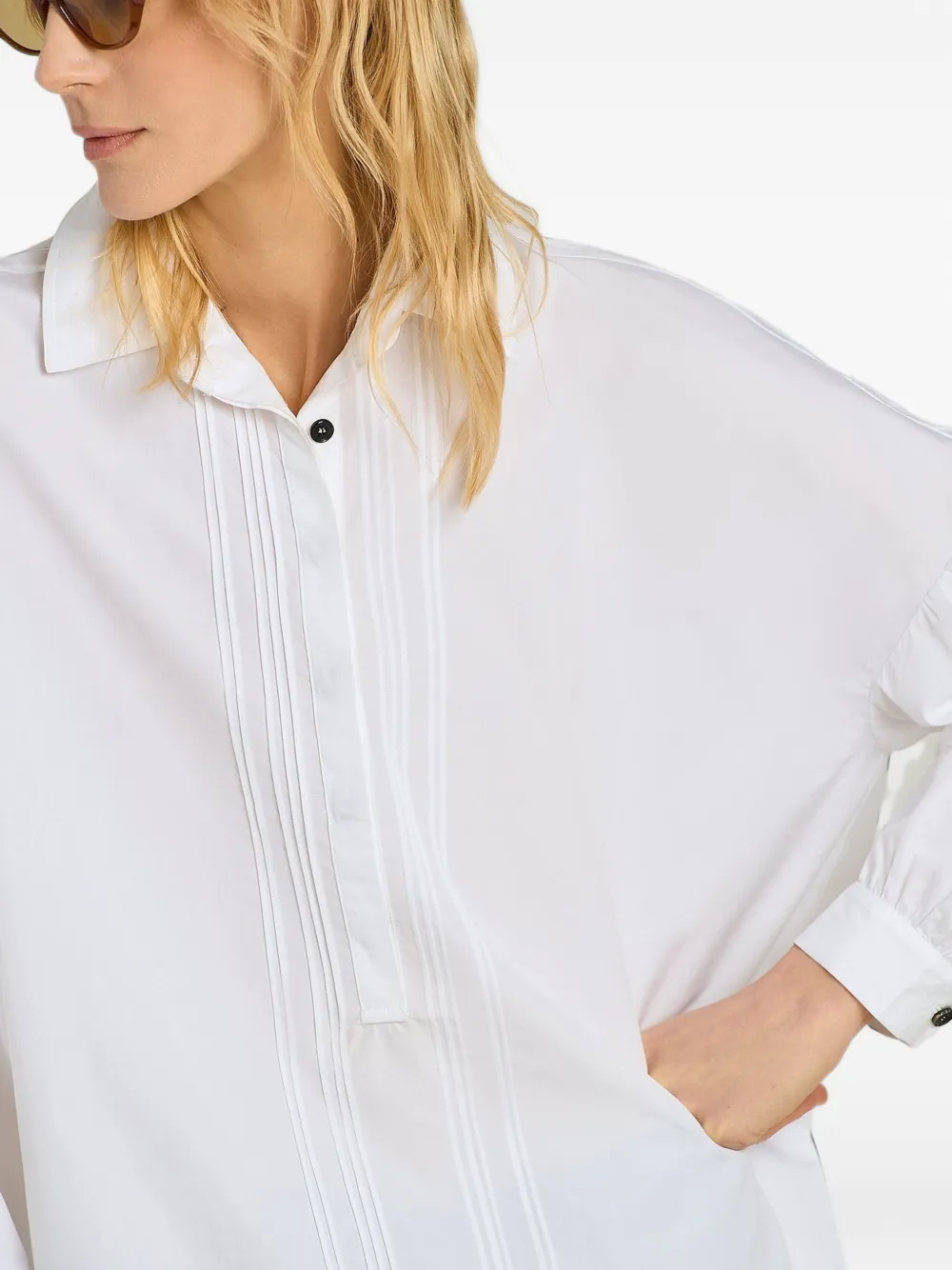 Kiton Blouse met geplooide bies Wit