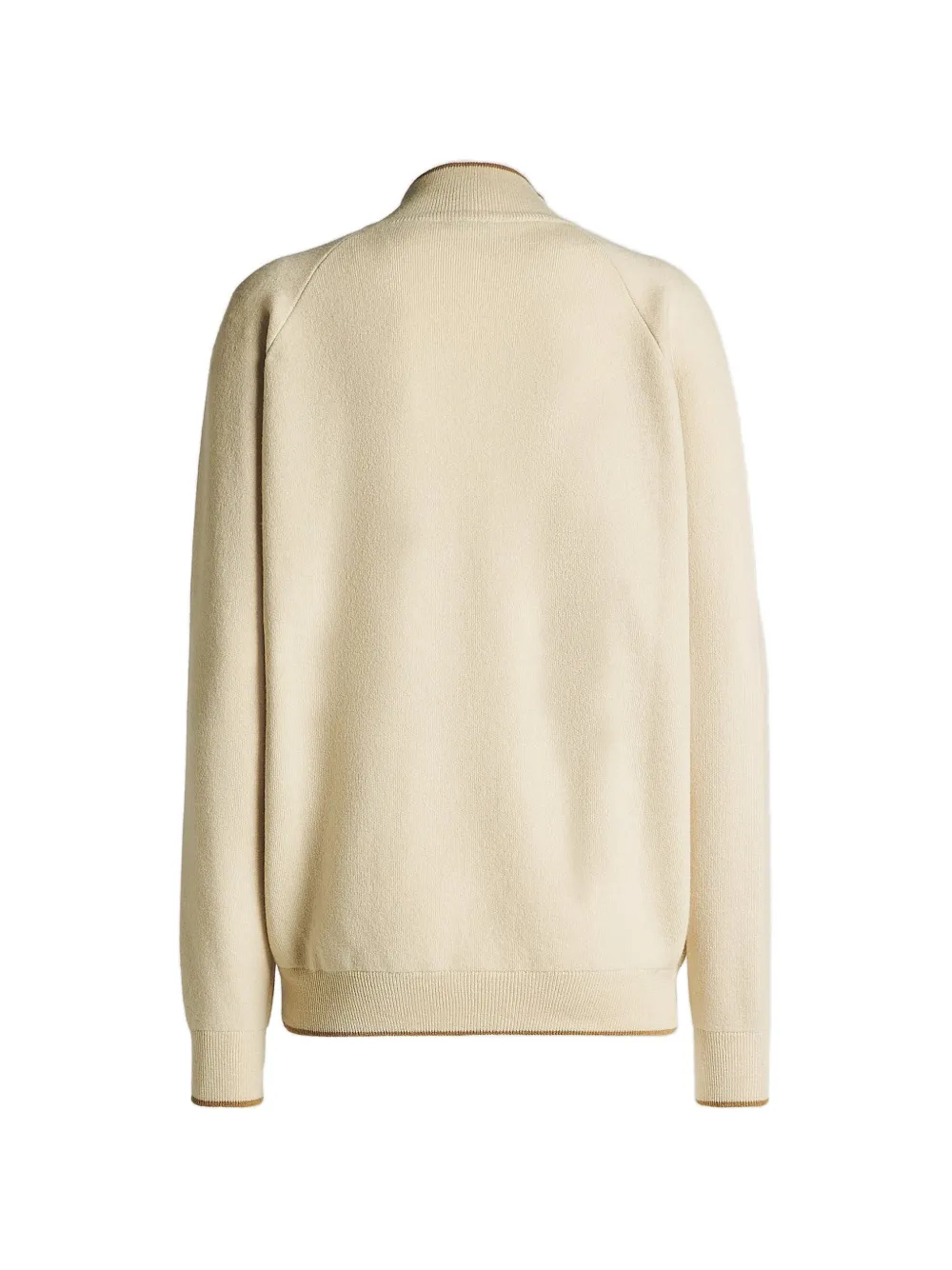Kiton Trui met raglan mouwen en leren afwerking Beige