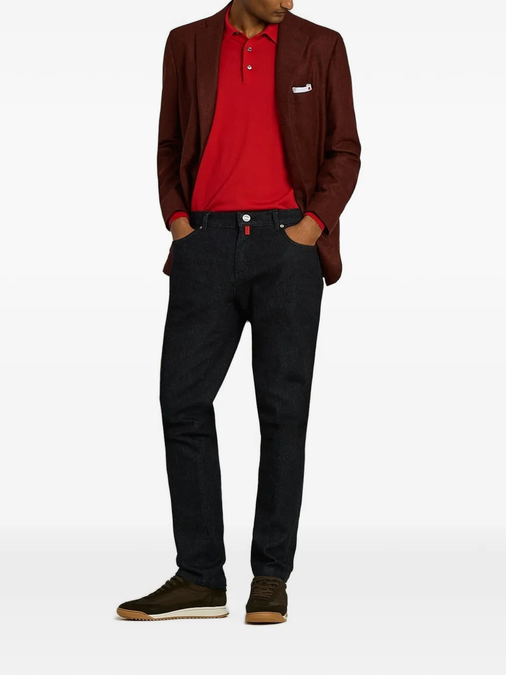 Kiton Blazer met enkele rij knopen Rood
