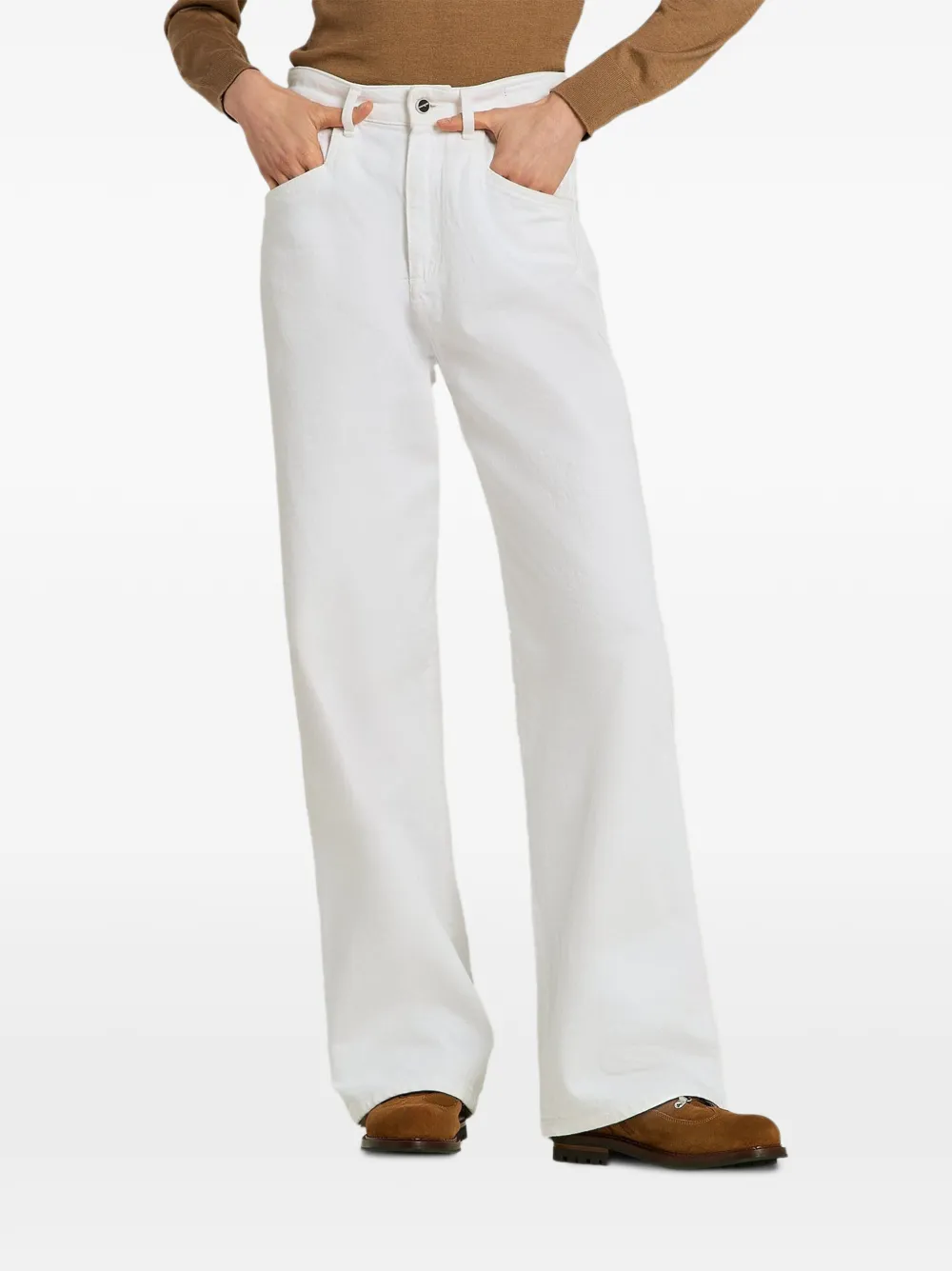Kiton Jeans met wijde pijpen Wit