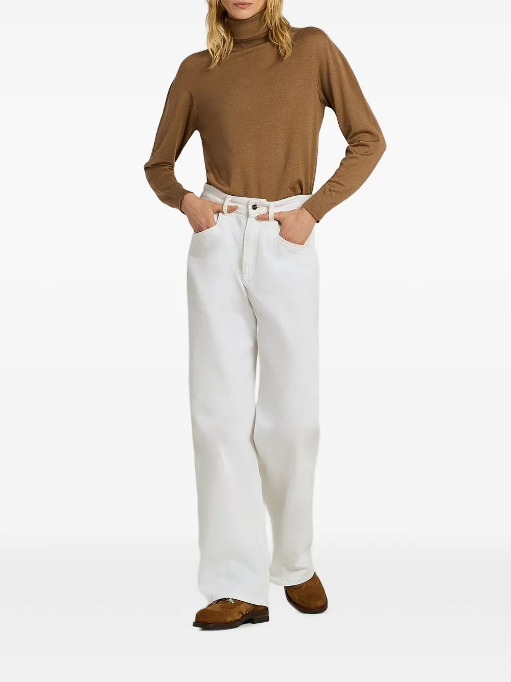 Kiton Jeans met wijde pijpen Wit