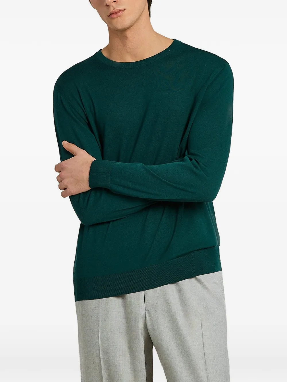 Kiton Wollen trui met ronde hals Groen