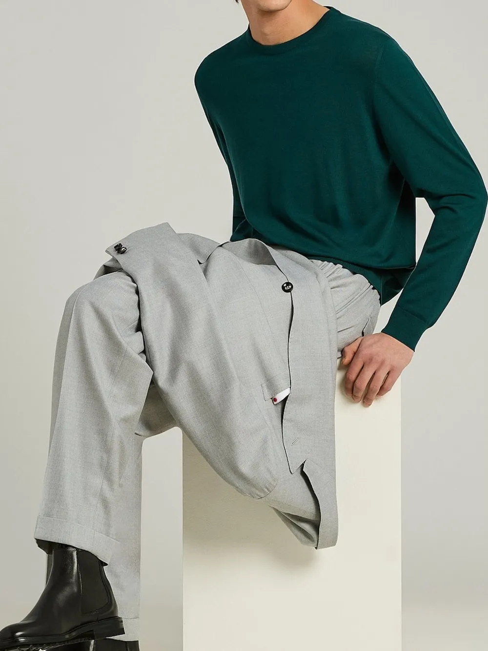 Kiton Wollen trui met ronde hals Groen