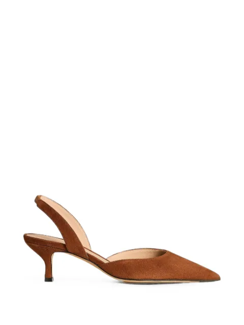 Kiton suede pointed-toe slingback pumps
