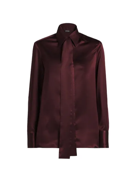 Kiton tie-neck silk shirt
