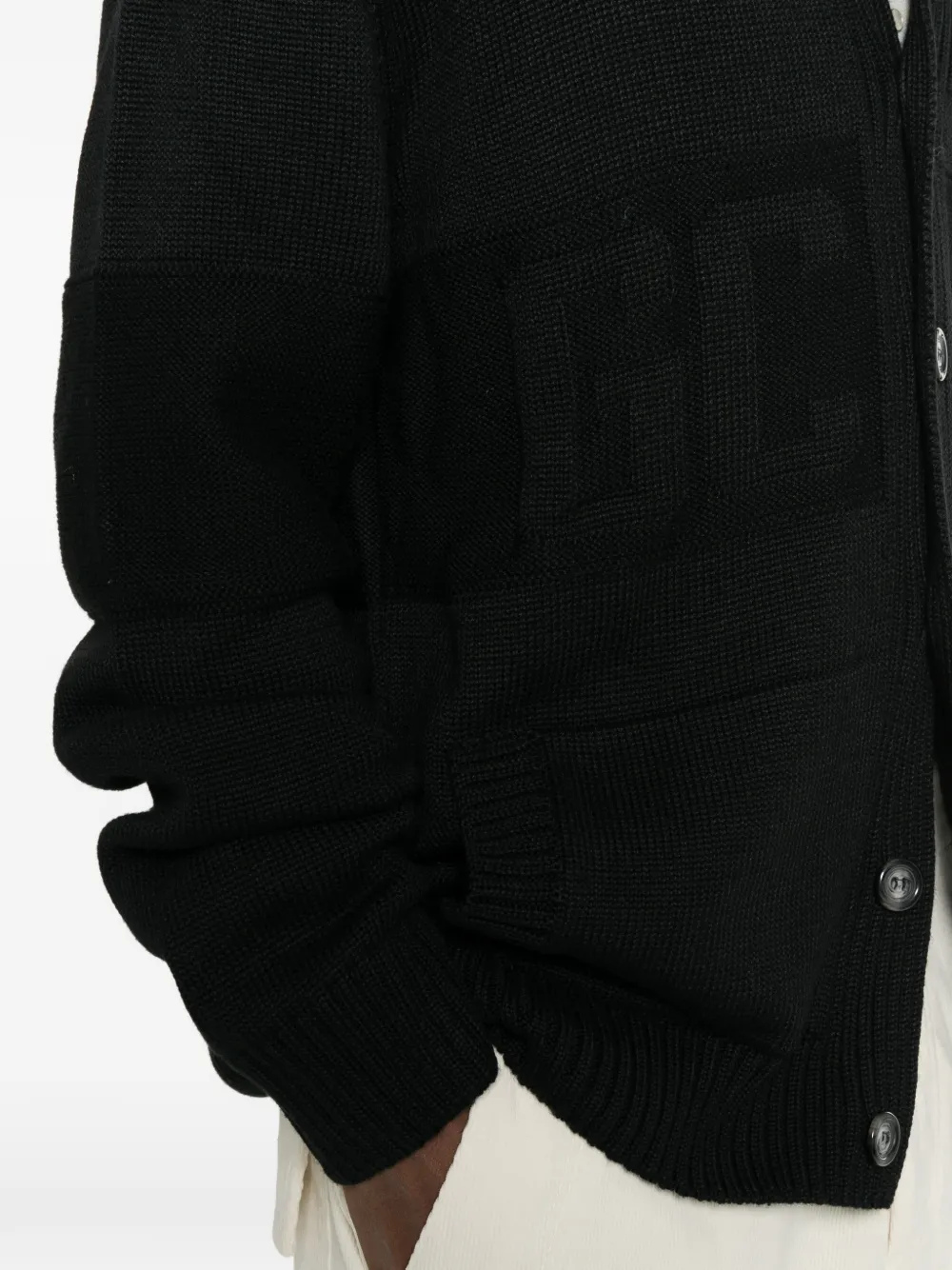 GCDS logo-intarsia knit cardigan Zwart