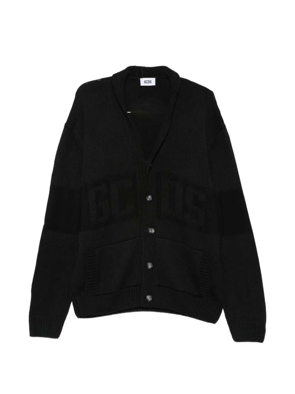 GCDS logo-intarsia knit cardigan - Noir GCDS logo-intarsia knit cardigan - Noir