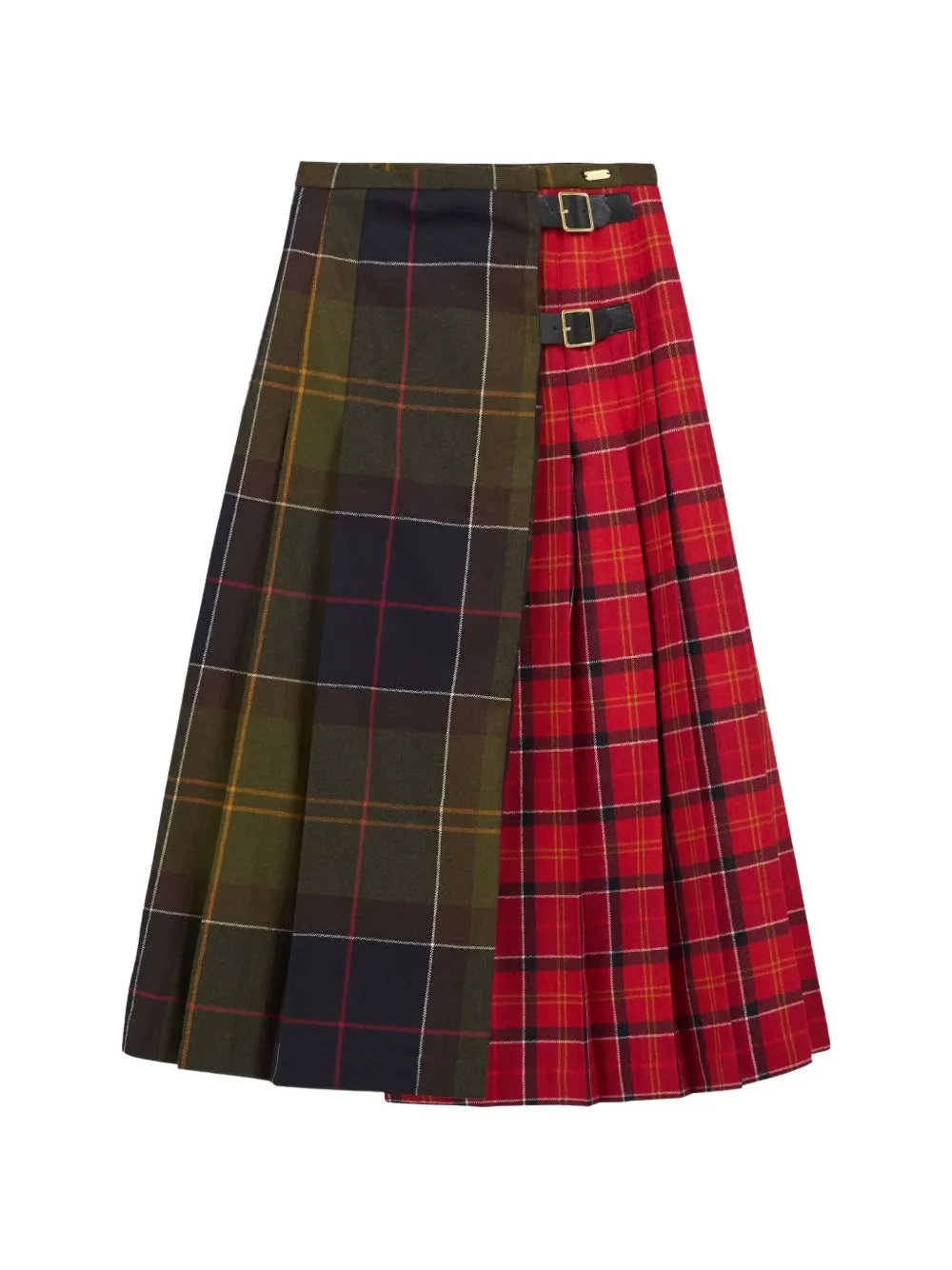 Barbour International Marena Tartan pleated midi skirt - Rosso