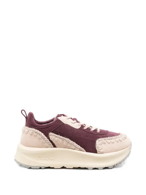 Mou crochet-trim suede sneakers