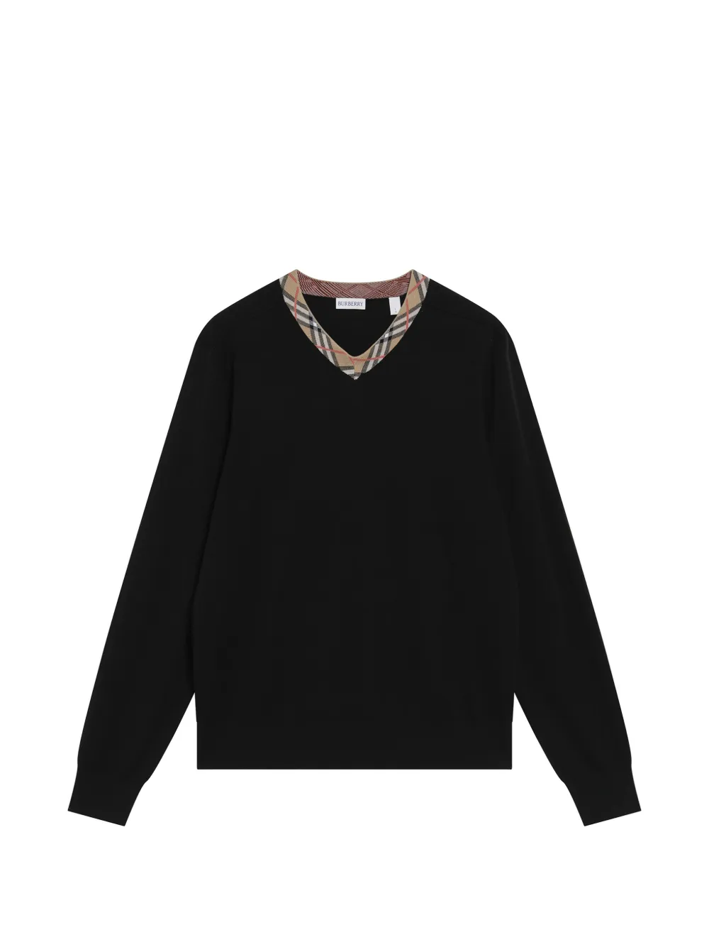 Burberry Check-trim V-neck sweater - Nero