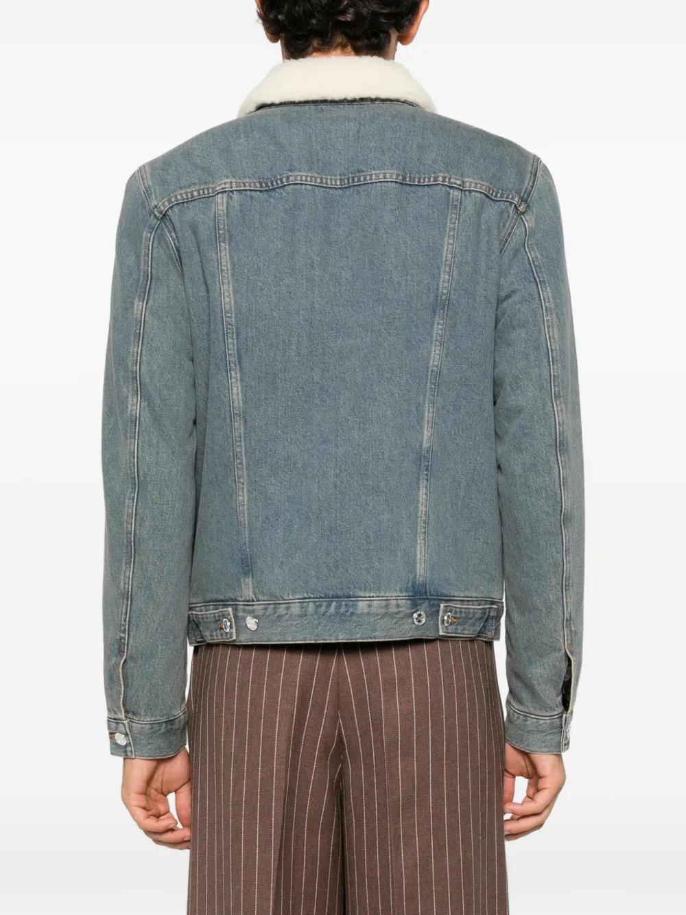 A.P.C. shearling-collar denim jacket Blauw
