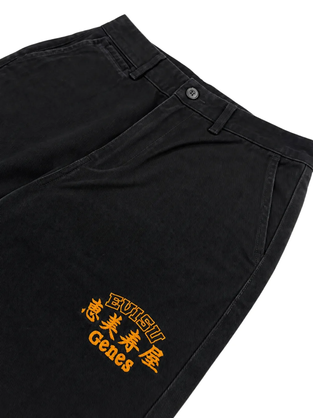 EVISU Ebisu & Seagull logo-embroidered straight-leg jeans Zwart