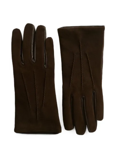 Kiton suede-finish decorative-stitching gloves