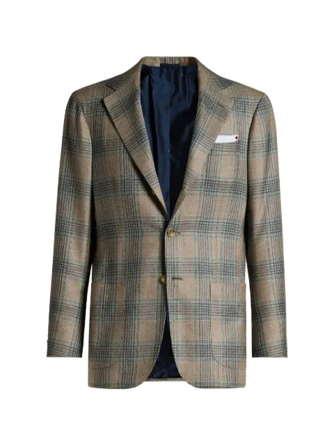 Kiton tartan-pattern single-breasted blazer