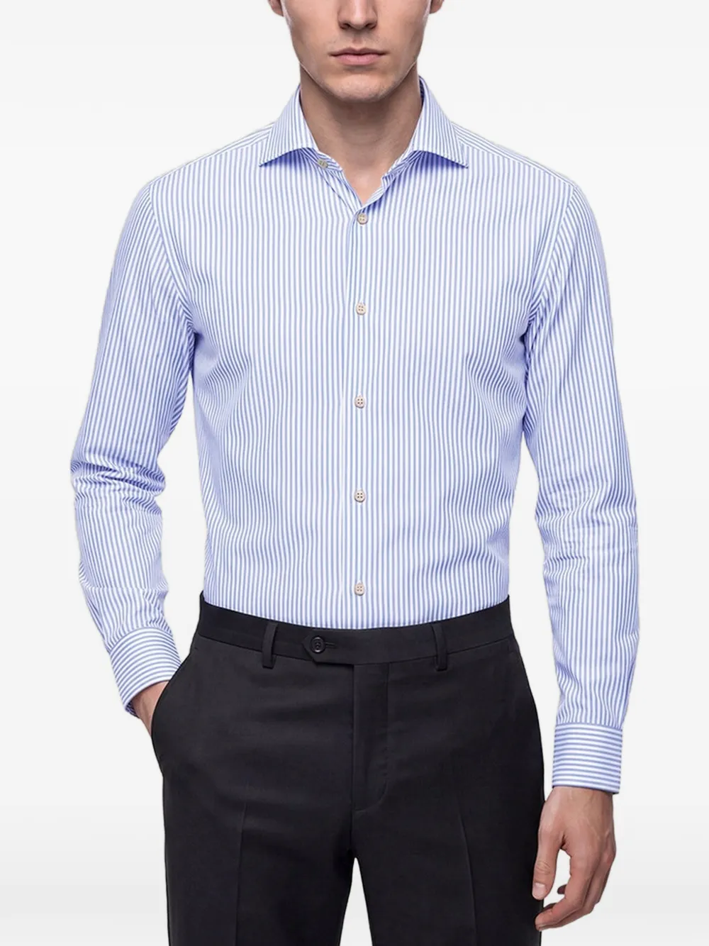 Kiton stripe-pattern cotton shirt Wit
