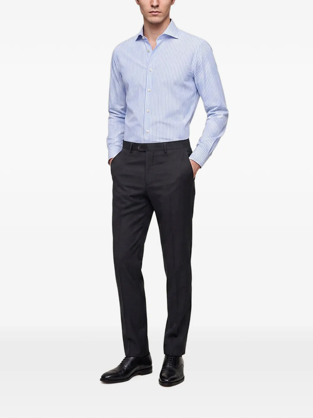 Kiton stripe-pattern cotton shirt Wit