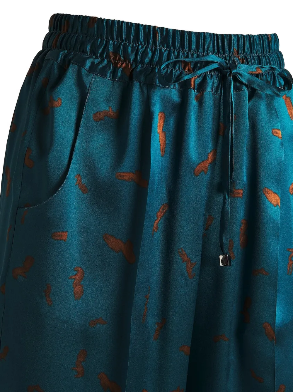 Kiton Zijden broek met abstrakte print Blauw