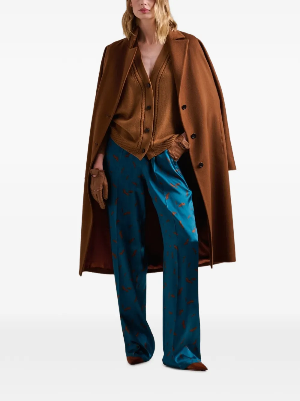 Kiton Zijden broek met abstrakte print Blauw