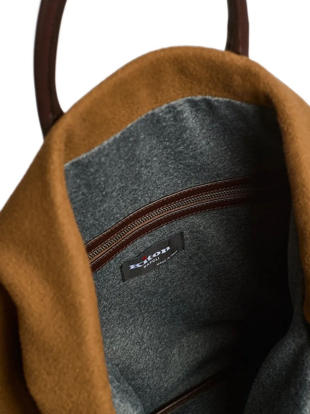 Kiton Kasjmier weekender shopper met leren afwerking Bruin