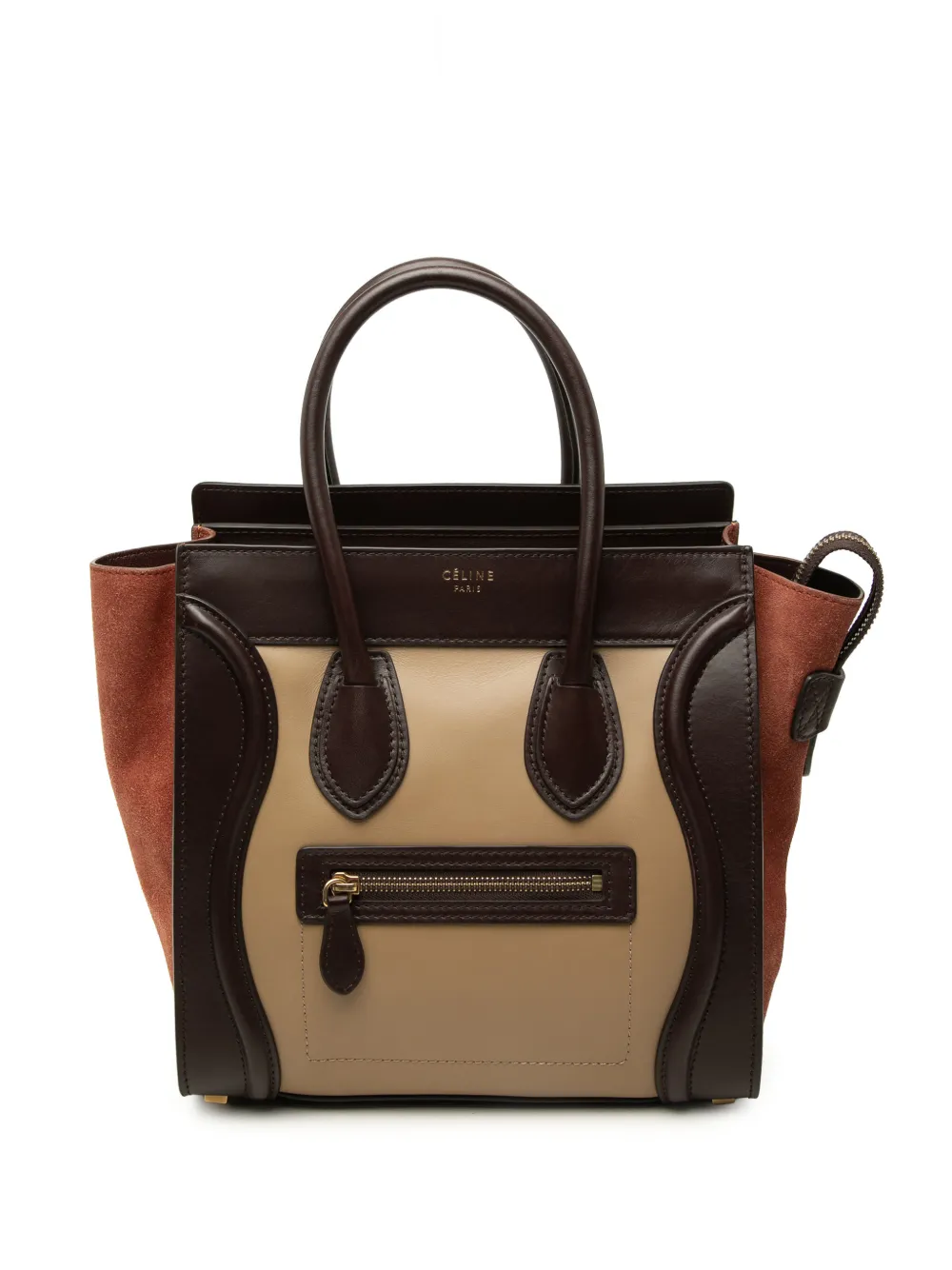 Celine Pre-Owned mini sac cabas Luggage tricolore en cuir de veau et daim (2012) - Tons neutres