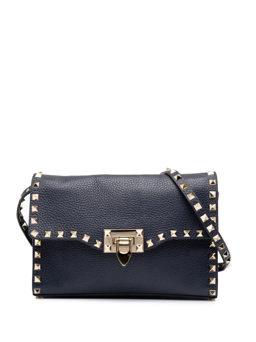 Valentino Garavani Pre-Owned 2000-2017 Medium Pebbled Calfskin Rockstud Flip Lock crossbody bag - Blau
