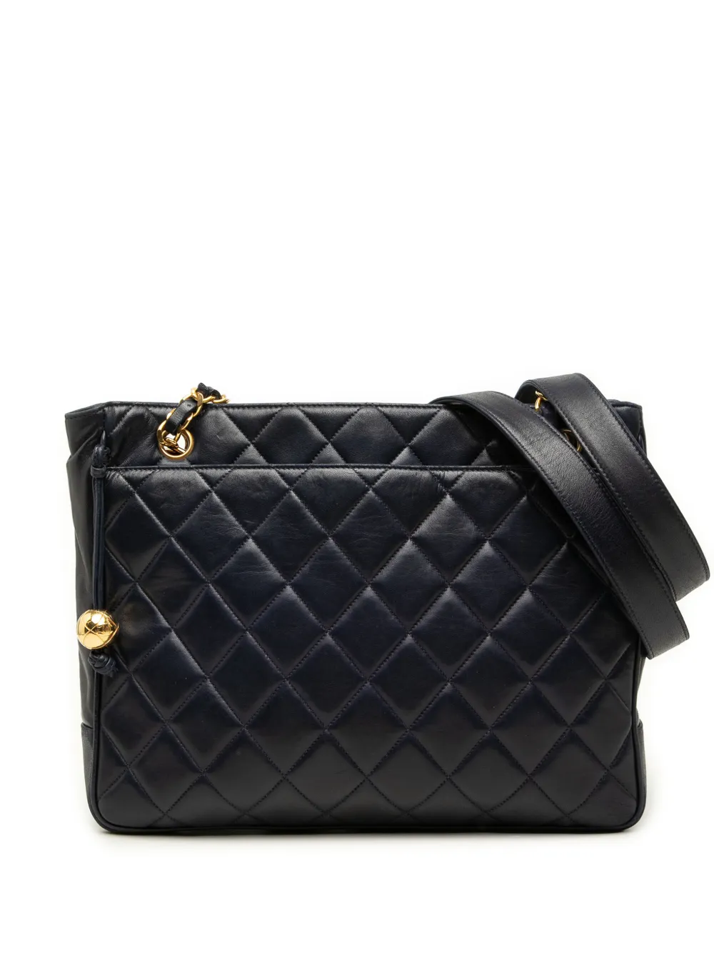 CHANEL Pre-Owned 1994-1996 Quilted Bicolor Lambskin Coco Ball Chain tote bag - Bleu
