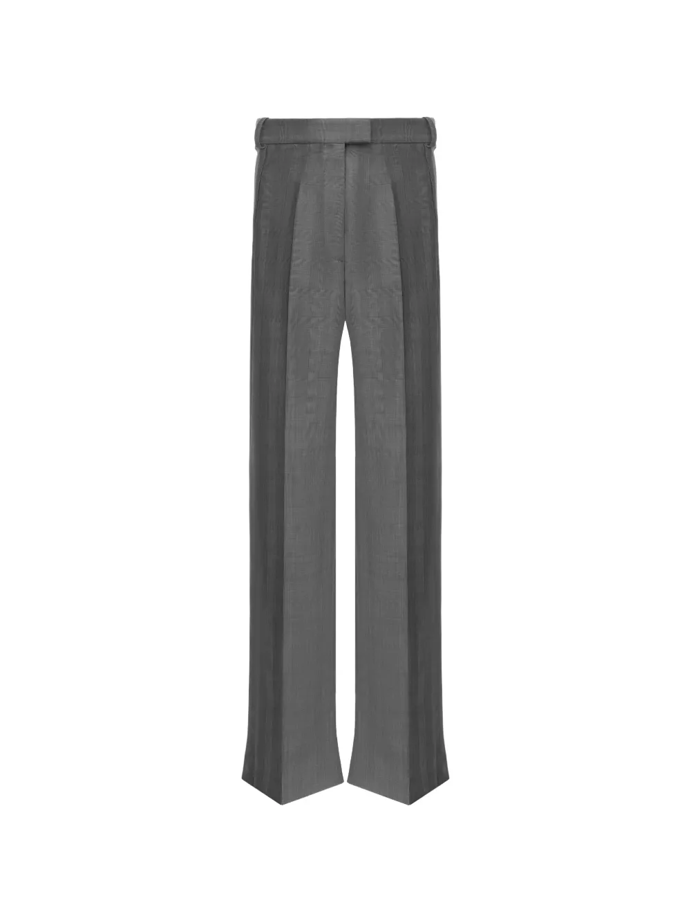 Situationist Tartan Pleated Wool Trousers In Gray