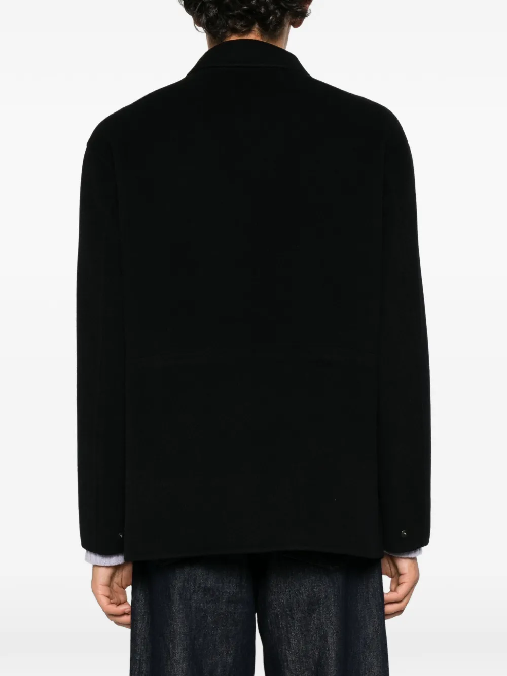 Hevo wool flap-pocket coat Zwart