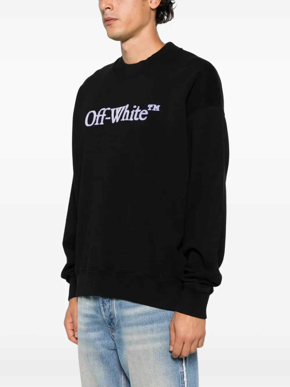 Off-White logo-embroidered sweatshirt Zwart